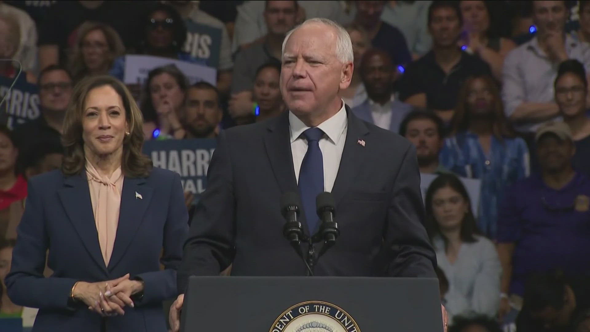 Harris selected Walz as her No. 2 against the Republican ticket of Donald Trump and Ohio Sen. JD Vance just hours earlier Tuesday.